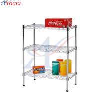 Narrow Chrome Wire Shelving Unit - 3 Shelves, H1200 x W600 x D300 mm