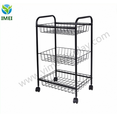 3 Tiers Rolling Cart for Kitchen Pantry Office Bathroom Laundry All-Purpose Utility Storage Cart with wheels Black YM5-1166