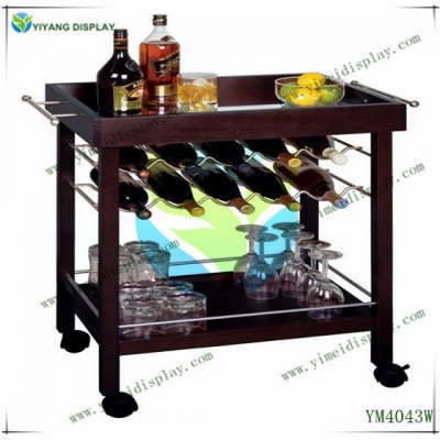 Kitchen Cart, Trolley with Wine Storage Rack and Table YM4043W